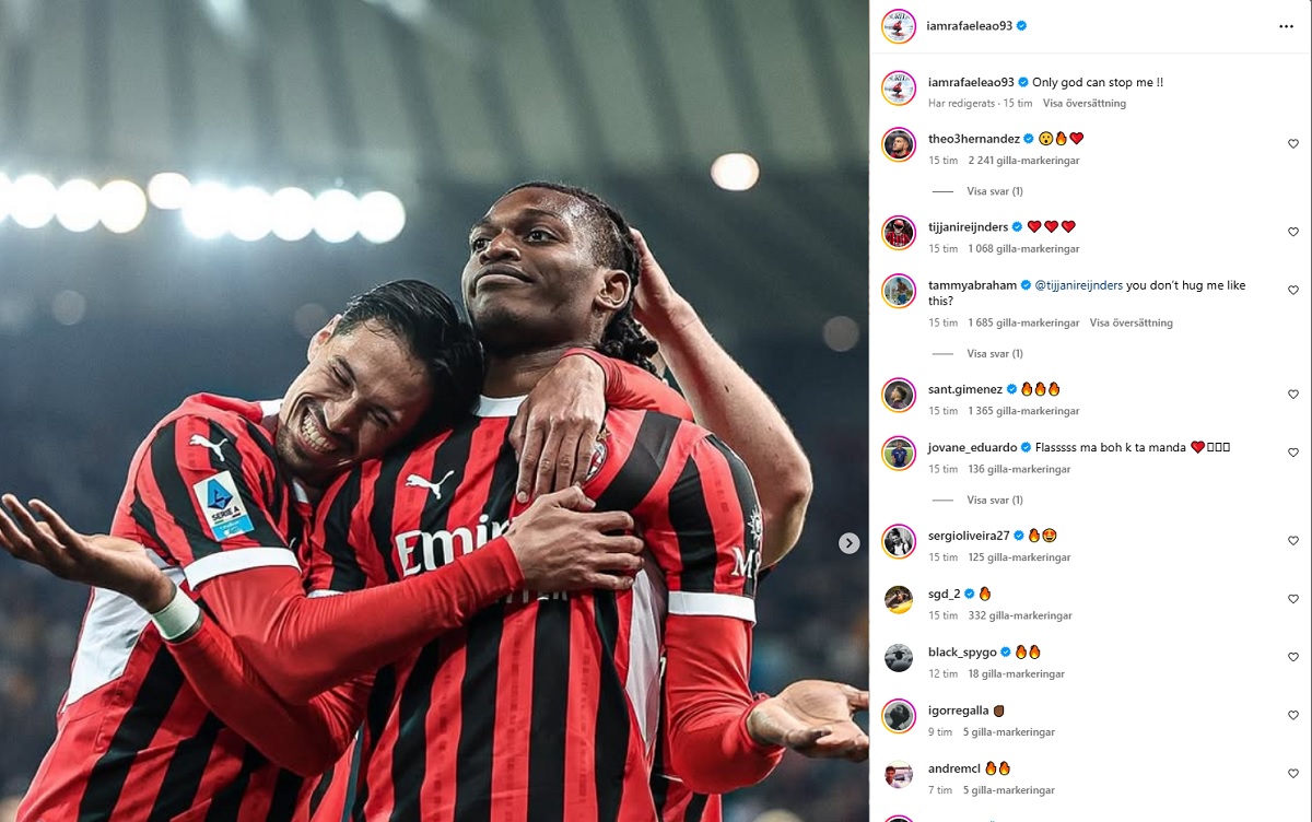 Leao reacts Udinese-Milan