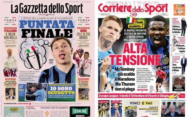 front pages italy 22 may