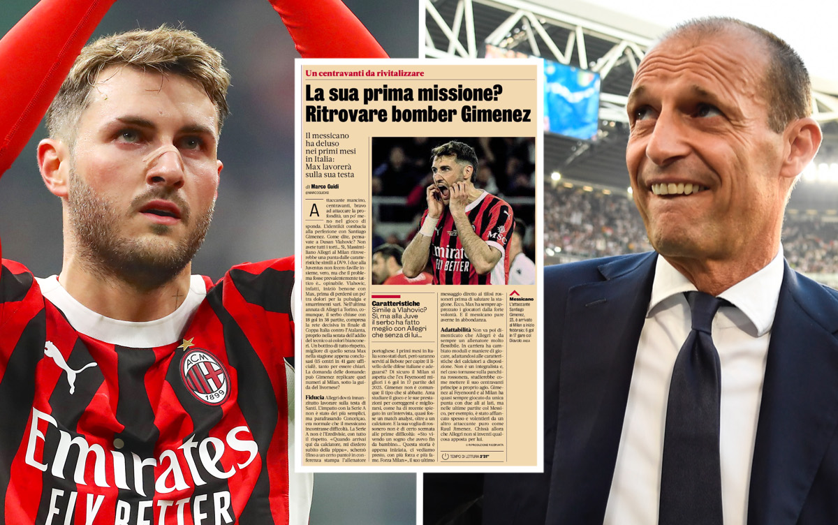 Santiago Gimenez of AC Milan allegri