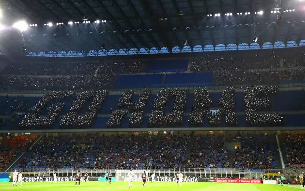 General view inside the stadium as fans of AC Milan