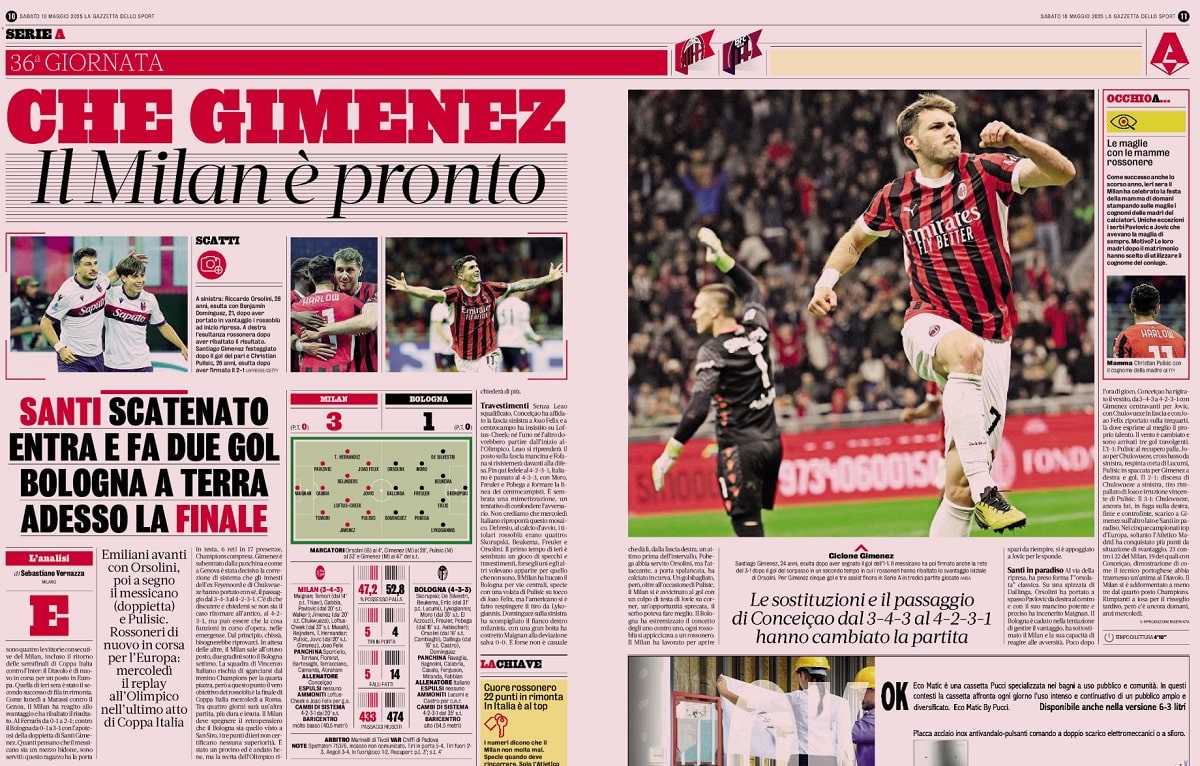 Gazzetta Milan-Bologna Gimenez