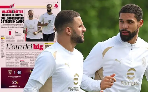 Kyle Walker and Ruben Loftus-Cheek of AC Milan