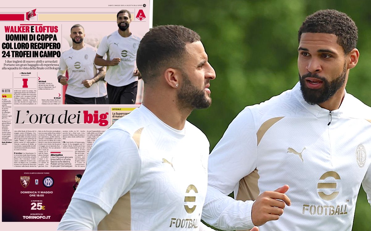 Kyle Walker and Ruben Loftus-Cheek of AC Milan