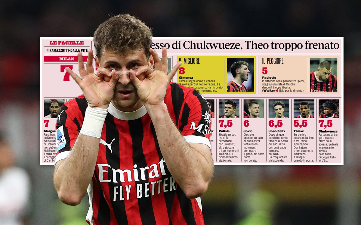 Gimenez ratings Milan-Bologna