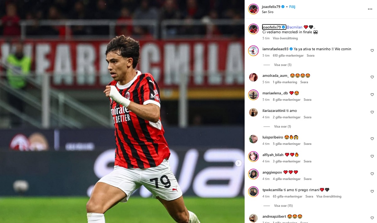Joao Felix reacts Milan-Bologna