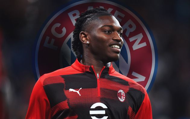 Rafael Leao and Bayern Munich emblem