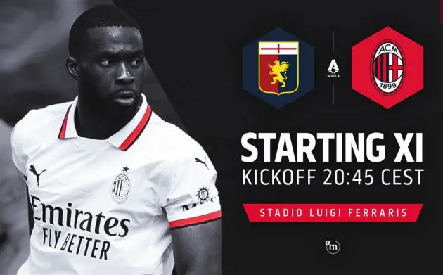 genoa AC Milan starting XIs 2025