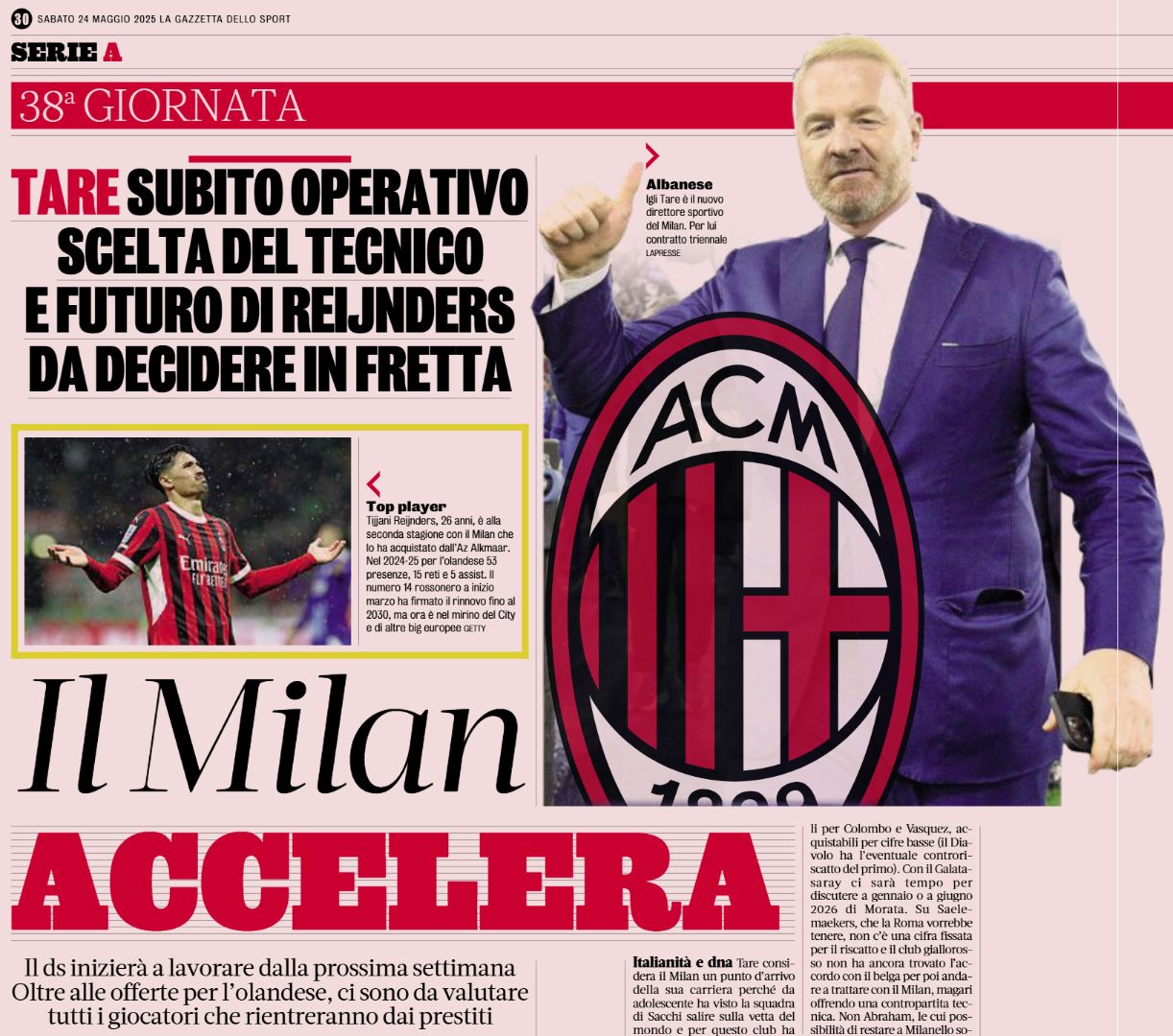 Tare accelerate Milan gazzetta