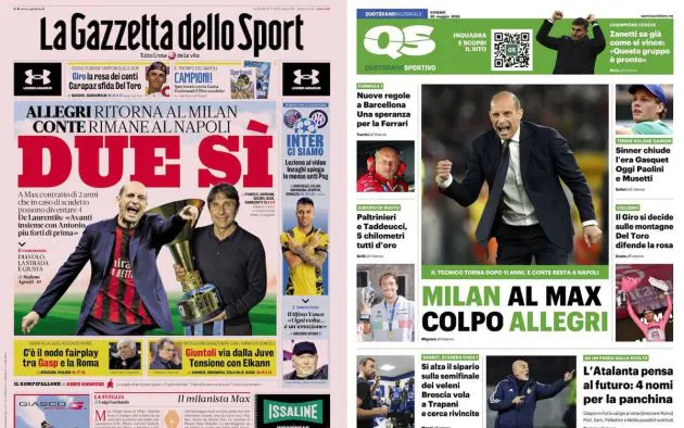 front pages italy 30 may