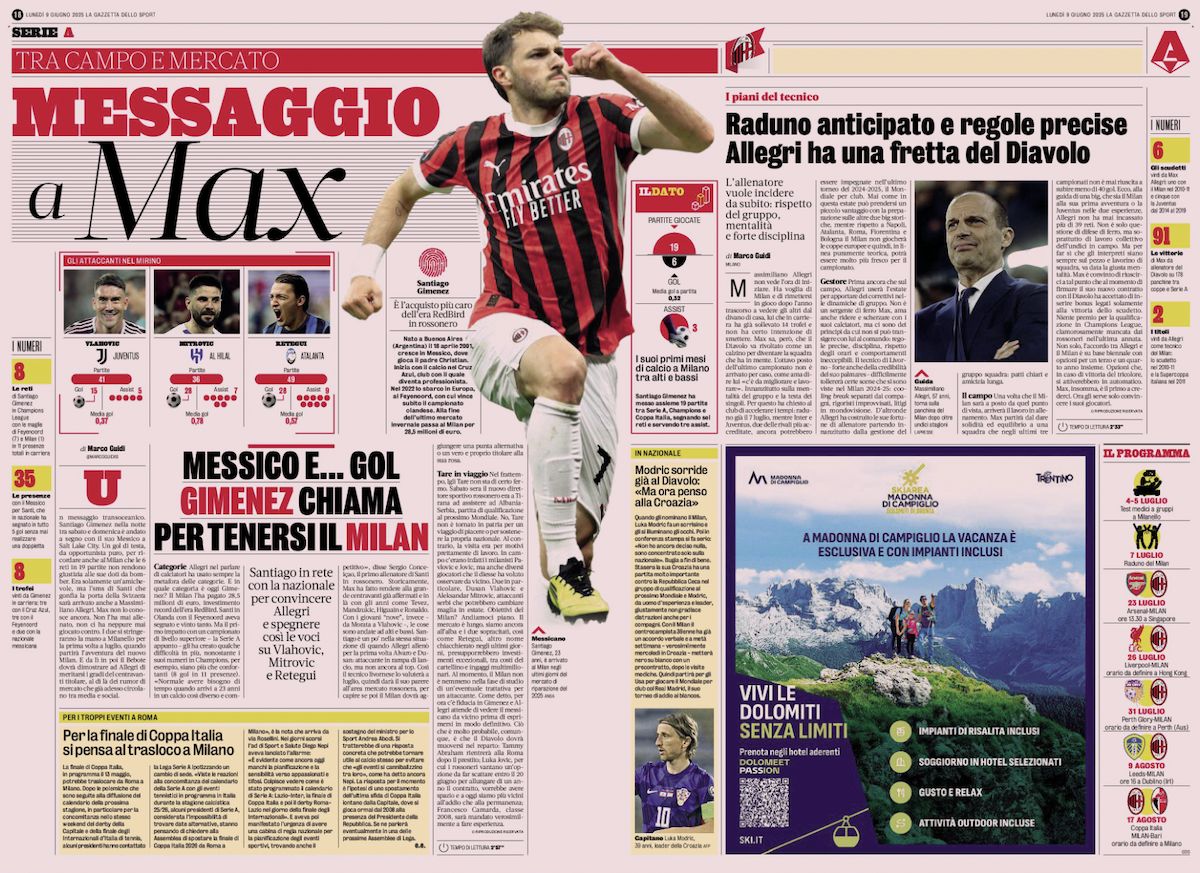 la gazzetta dello sport 9 june