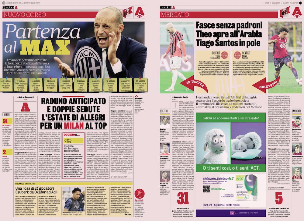 la gazzetta dello sport 23 june