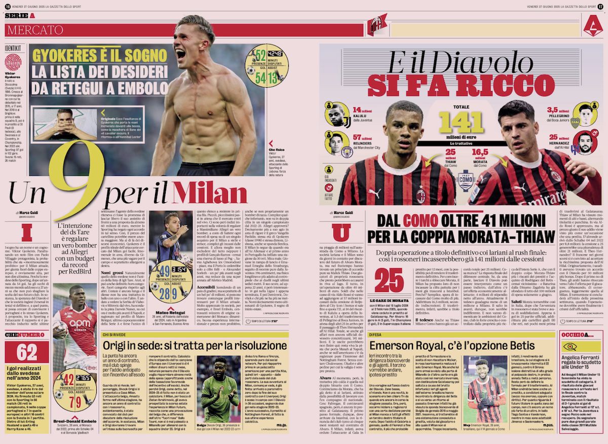 la gazzetta dello sport 27 june