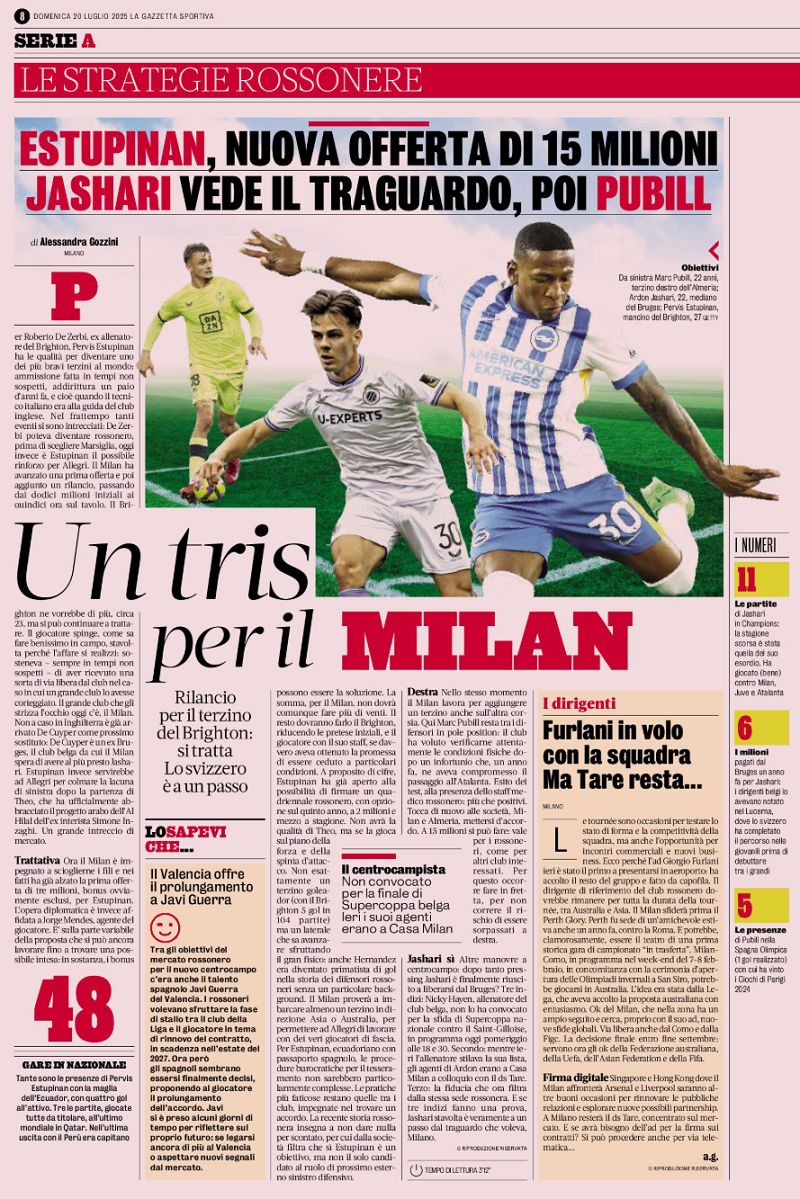 Tris Milan Gazzetta inside