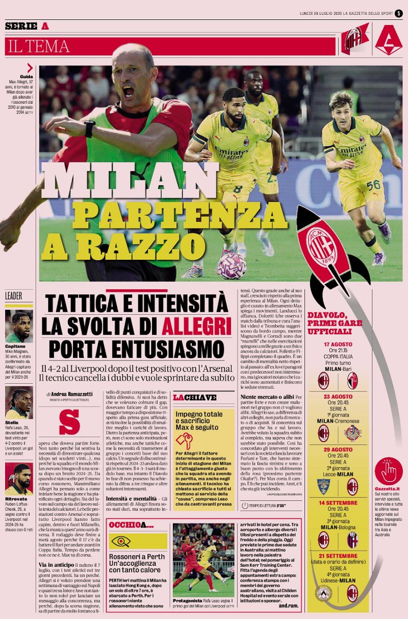 Allegri intensity training gazzetta