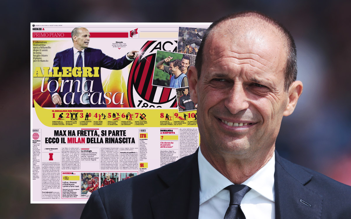 GdS: Allegri delivers ‘Ten Commandments’ to Milan players ahead of pre-season