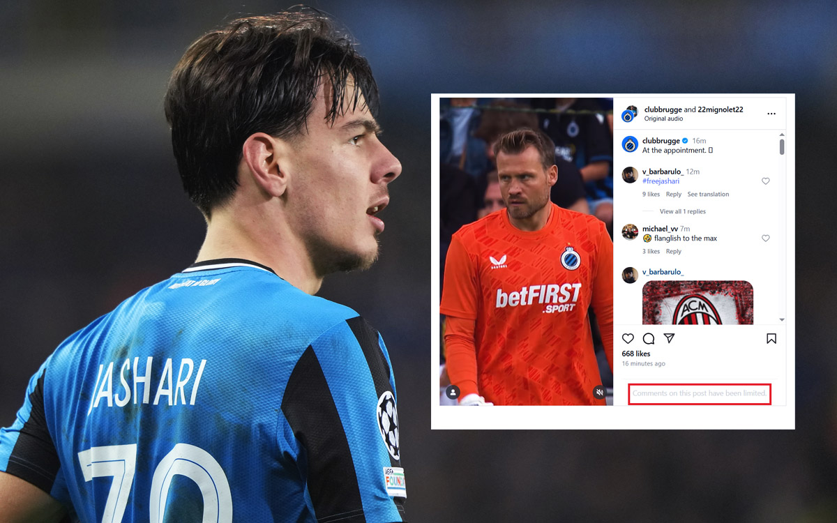 Photo: Club Brugge forced to restrict social media comments amid Jashari-Milan reactions