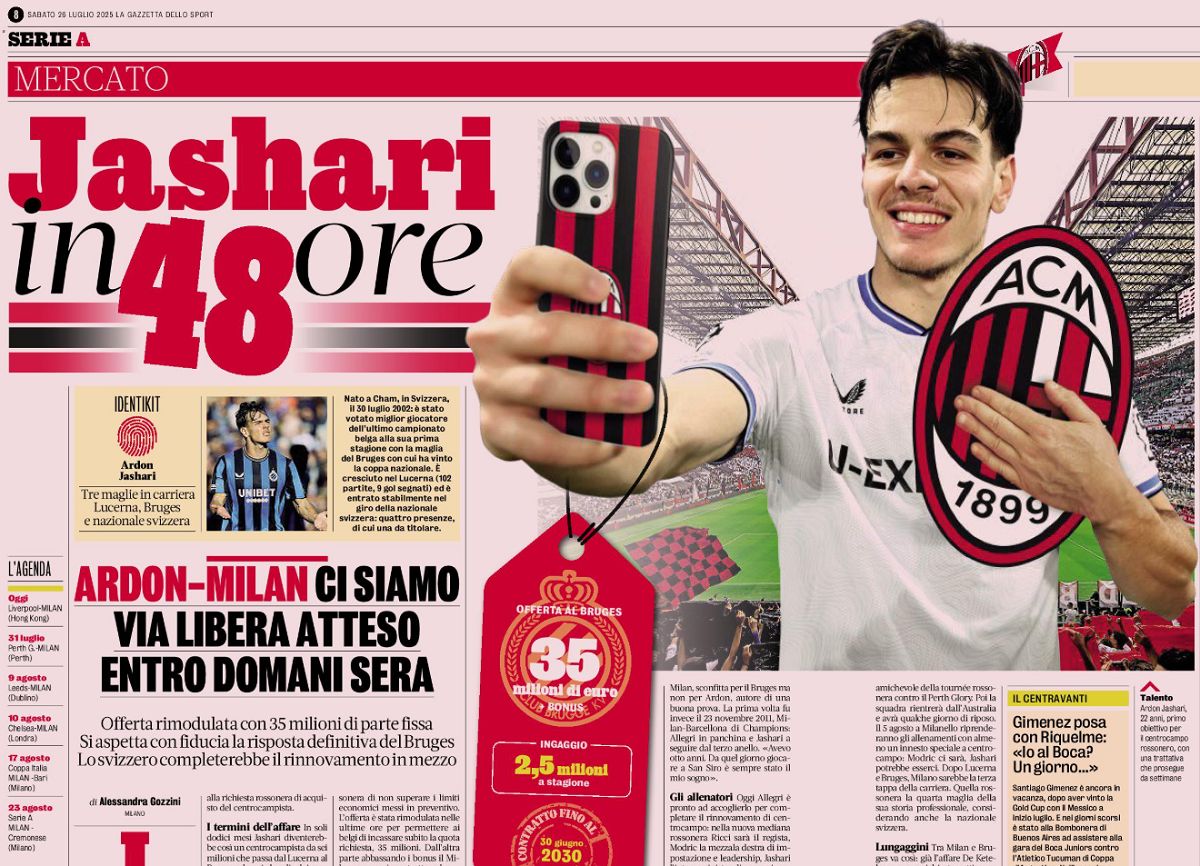 GdS: Birthday present ready as Jashari-Milan should materialise in the next 48 hours