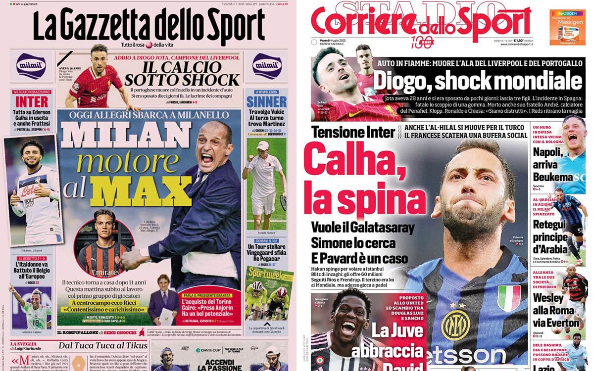 Gallery: ‘Engine at Max’, ‘Ricci embraces Milan’ – Today’s front pages in Italy