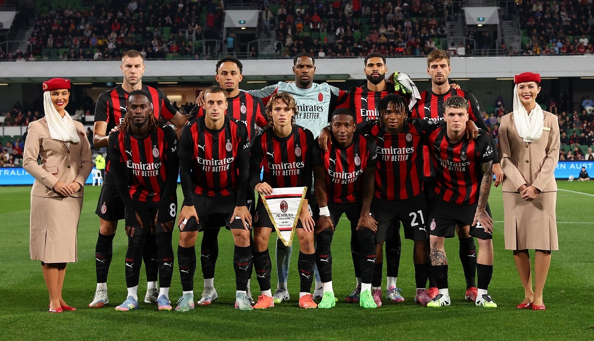Milan players before Perth Glory