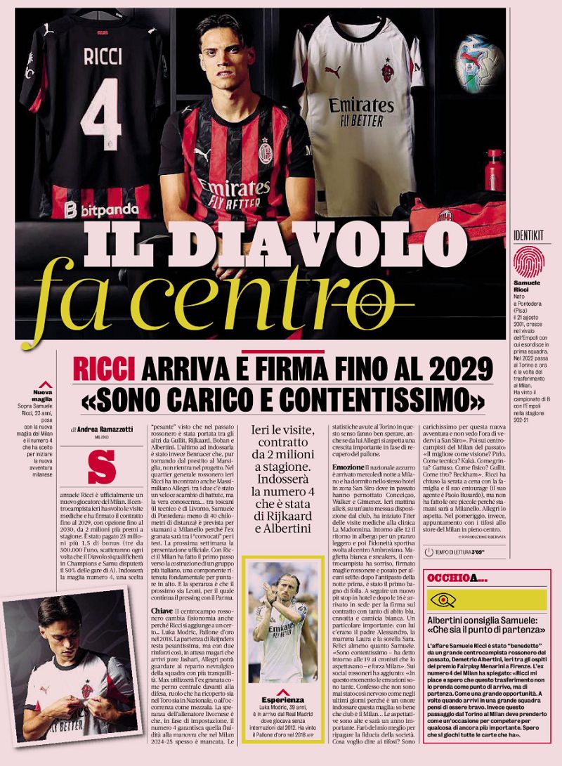 Samuele Ricci gazzetta done
