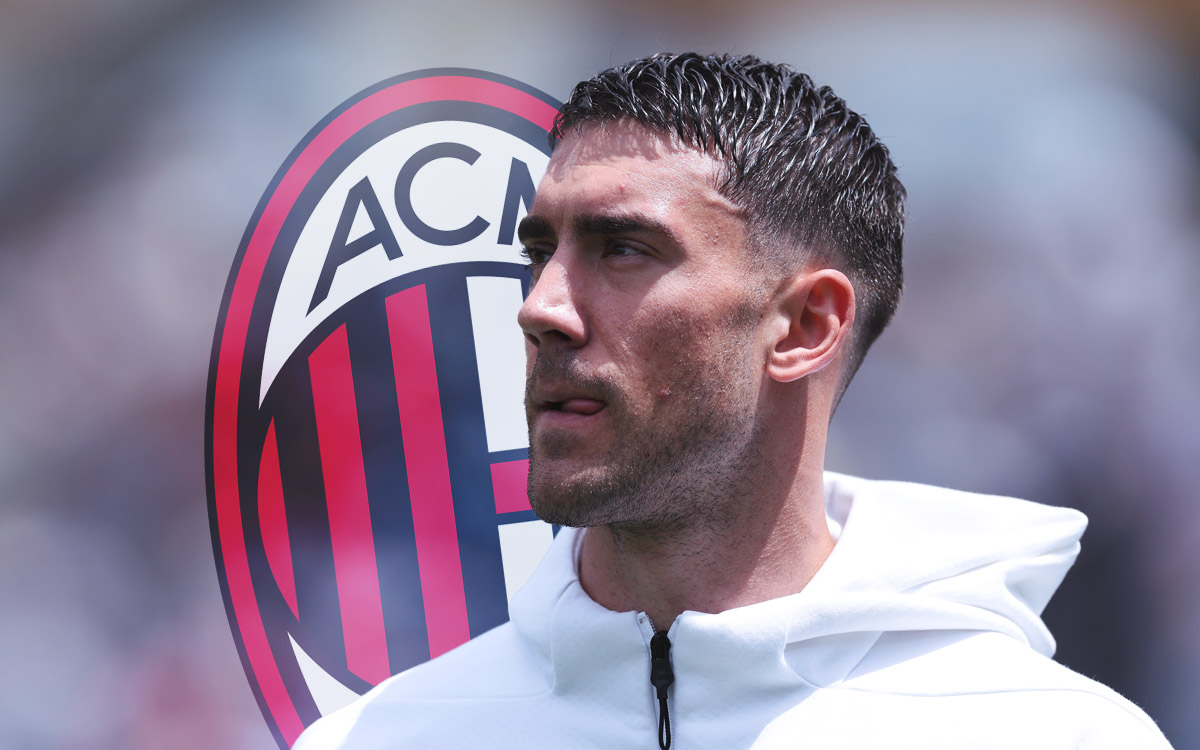Vlahovic and Milan logo