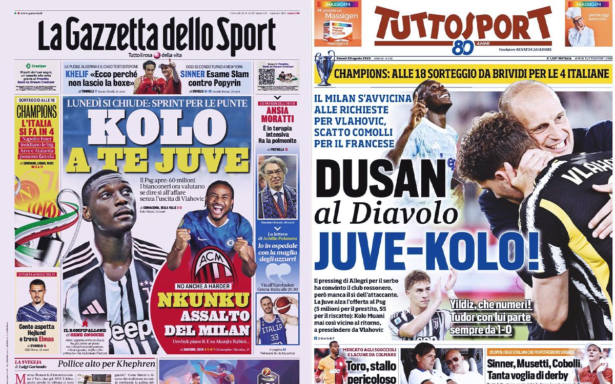 ‘Milan sprint for Nkunku’, ‘Dusan for the Diavolo’ – Today’s front pages in Italy