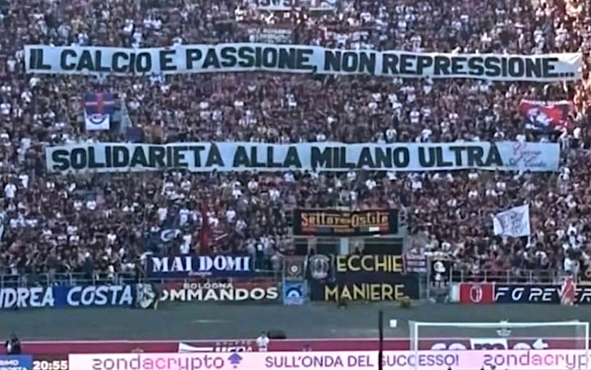 Bologna ultras show solidarity with Milan and Inter: “Football is passion, not repression” – photo