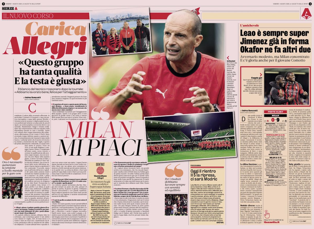 la gazzetta dello sport 1 august
