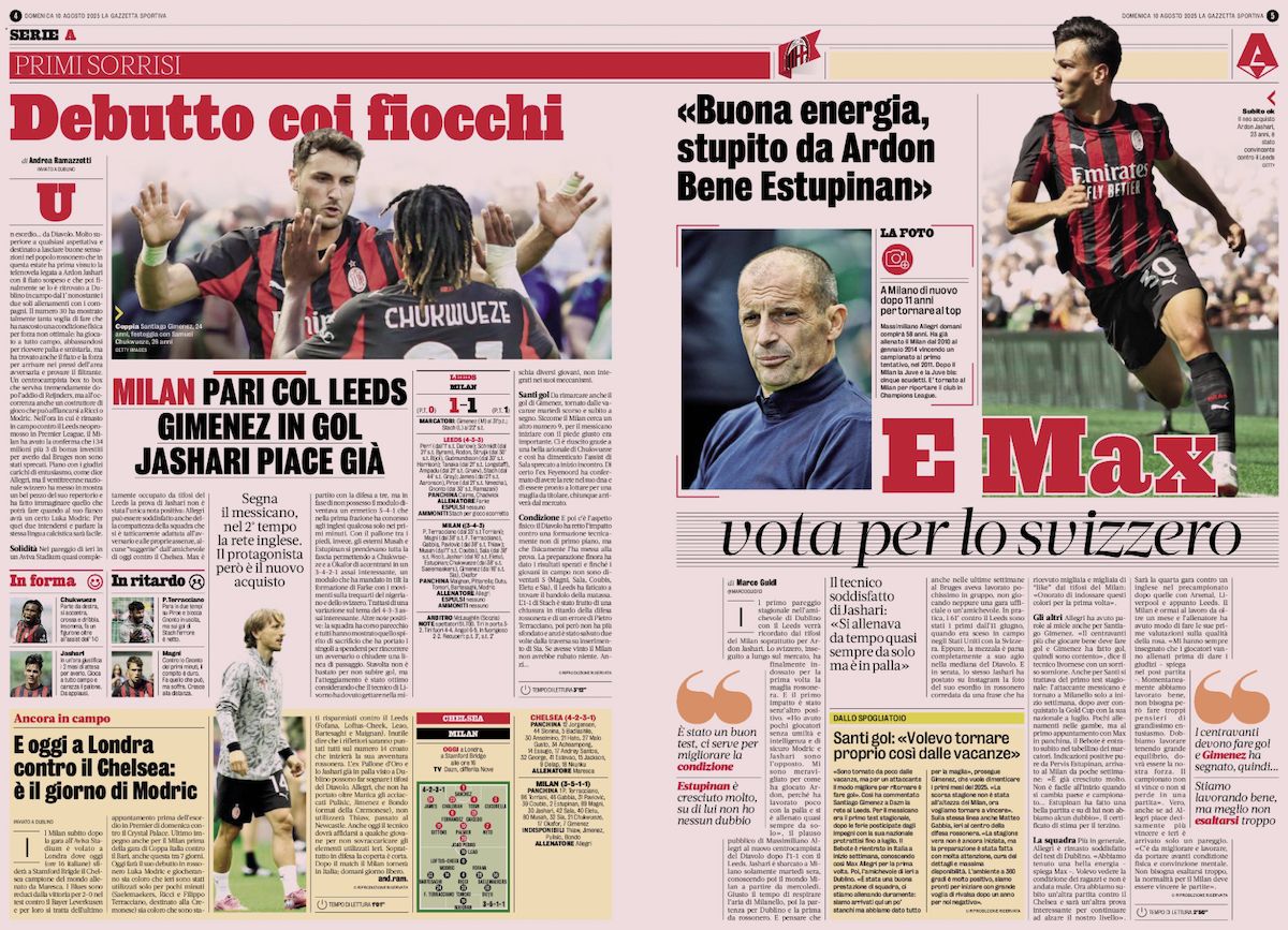 la gazzetta dello sport 10 august
