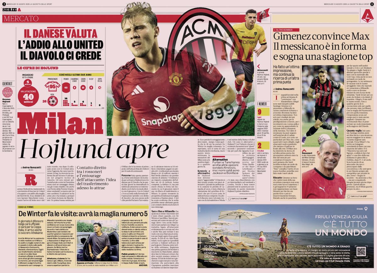 la gazzetta dello sport 13 august