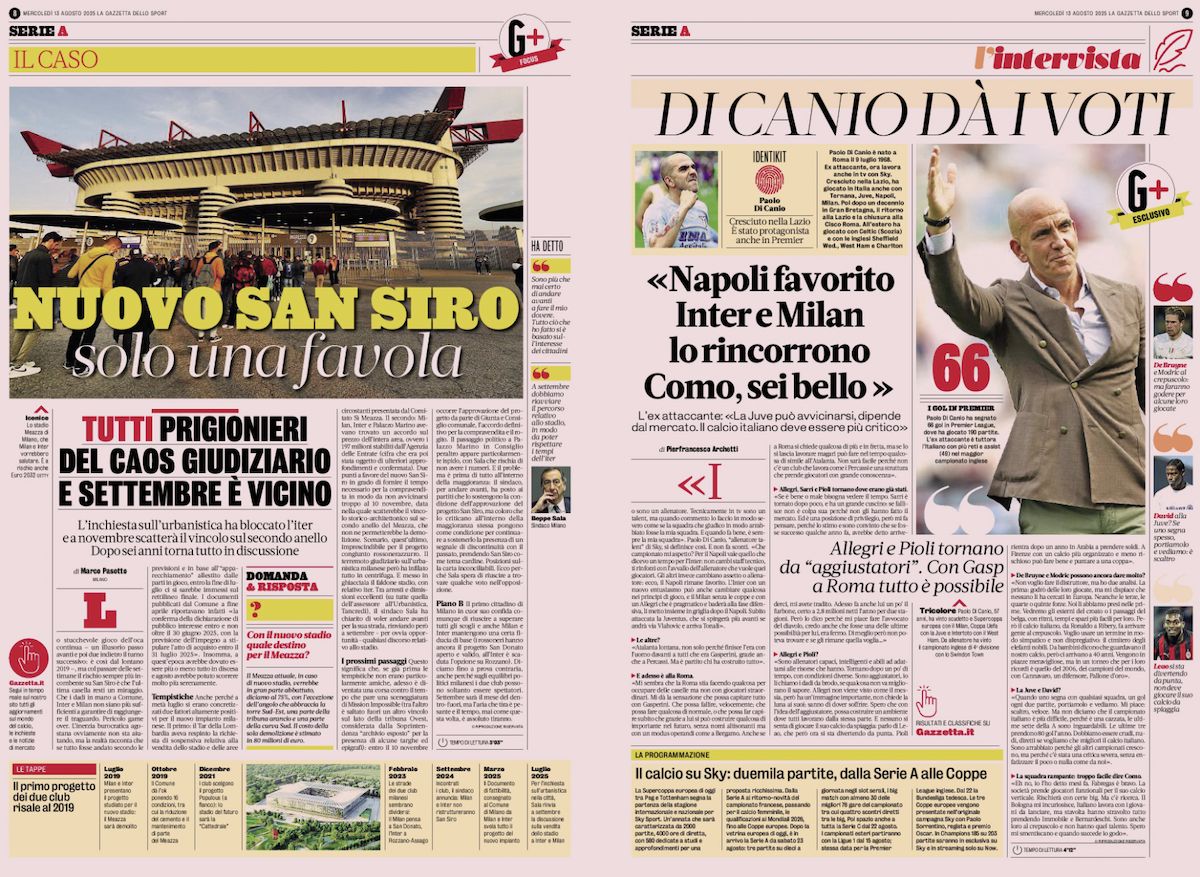 la gazzetta dello sport 13 august