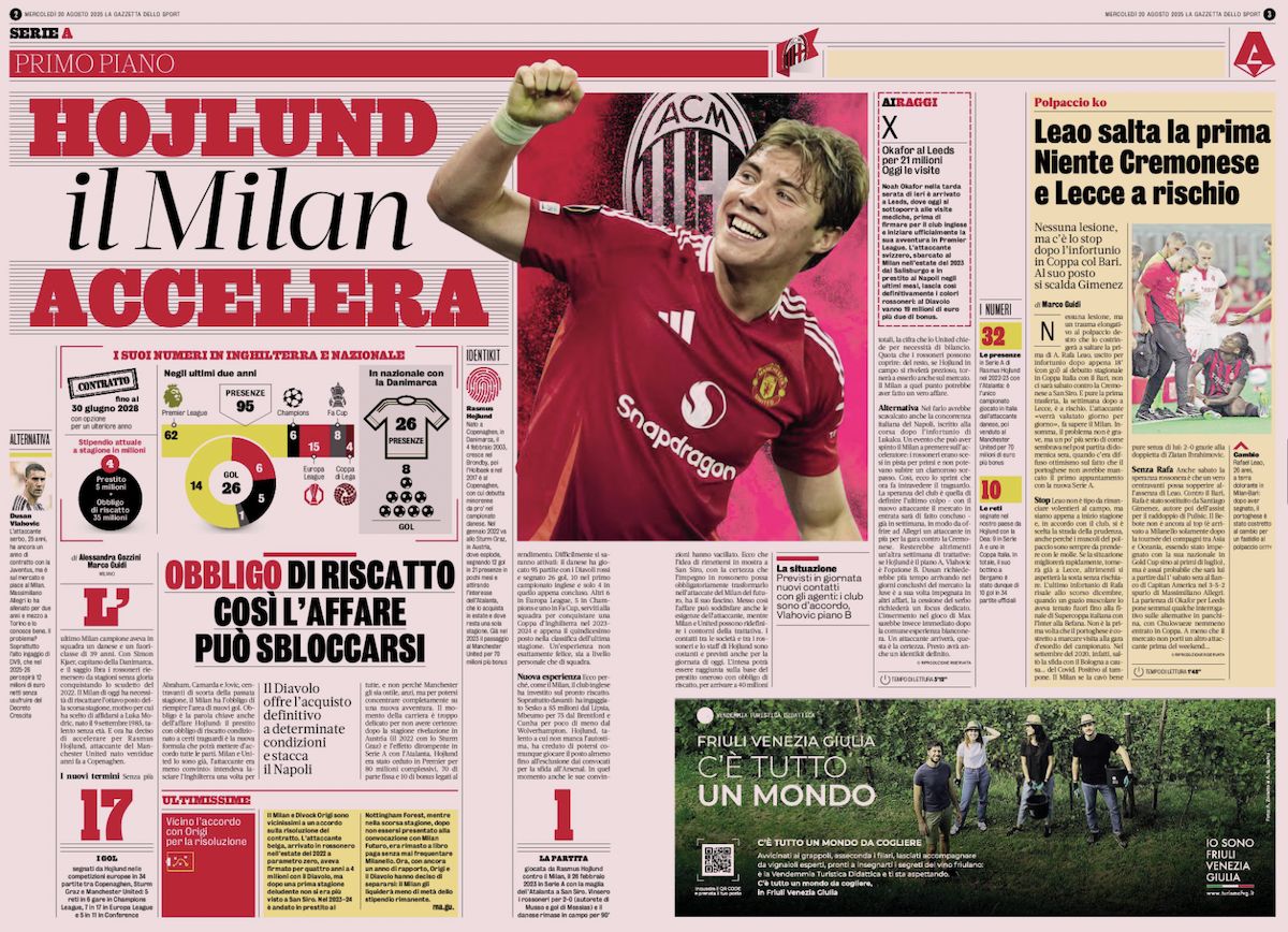 gazzetta dello sport 20 august