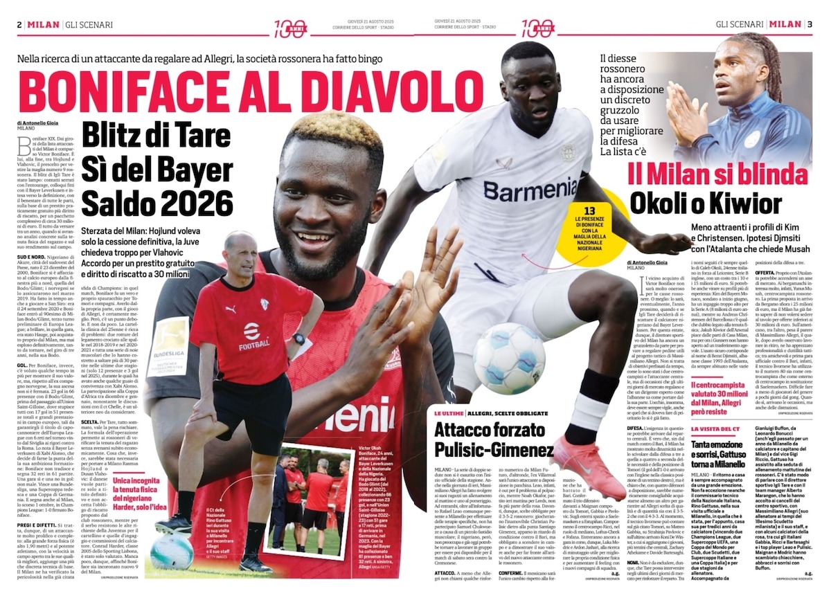 corriere dello sport 21 august
