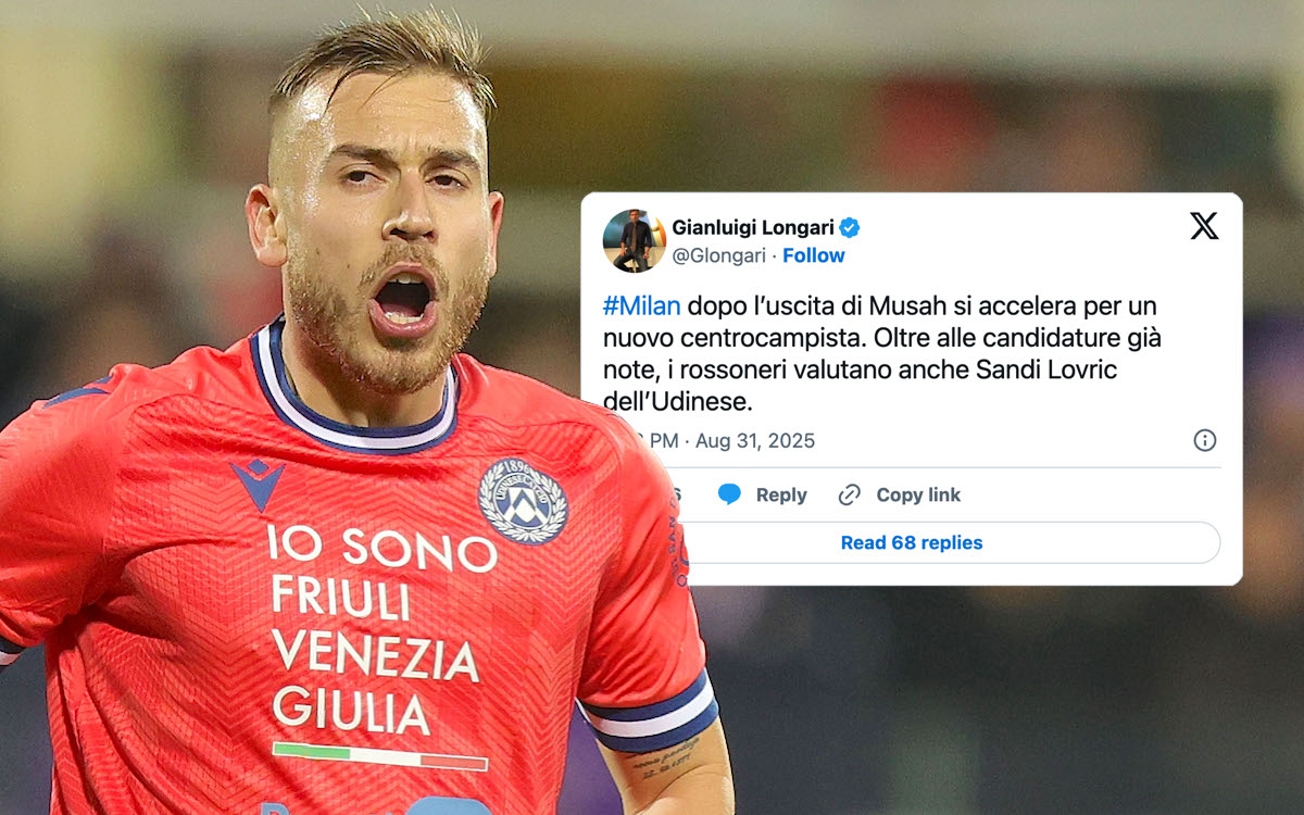 Longari: Udinese star Lovric a late idea for Milan to replace Musah