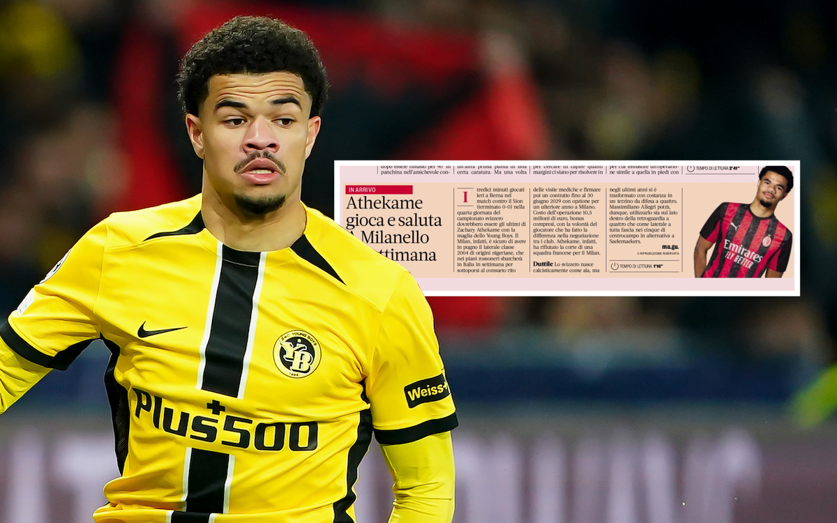 GdS: Athekame bids farewell to Young Boys – Milan confident regarding €10.5m deal