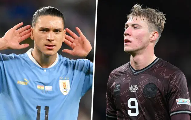 Rasmus Højlund of Denmark darwin nunez uruguay