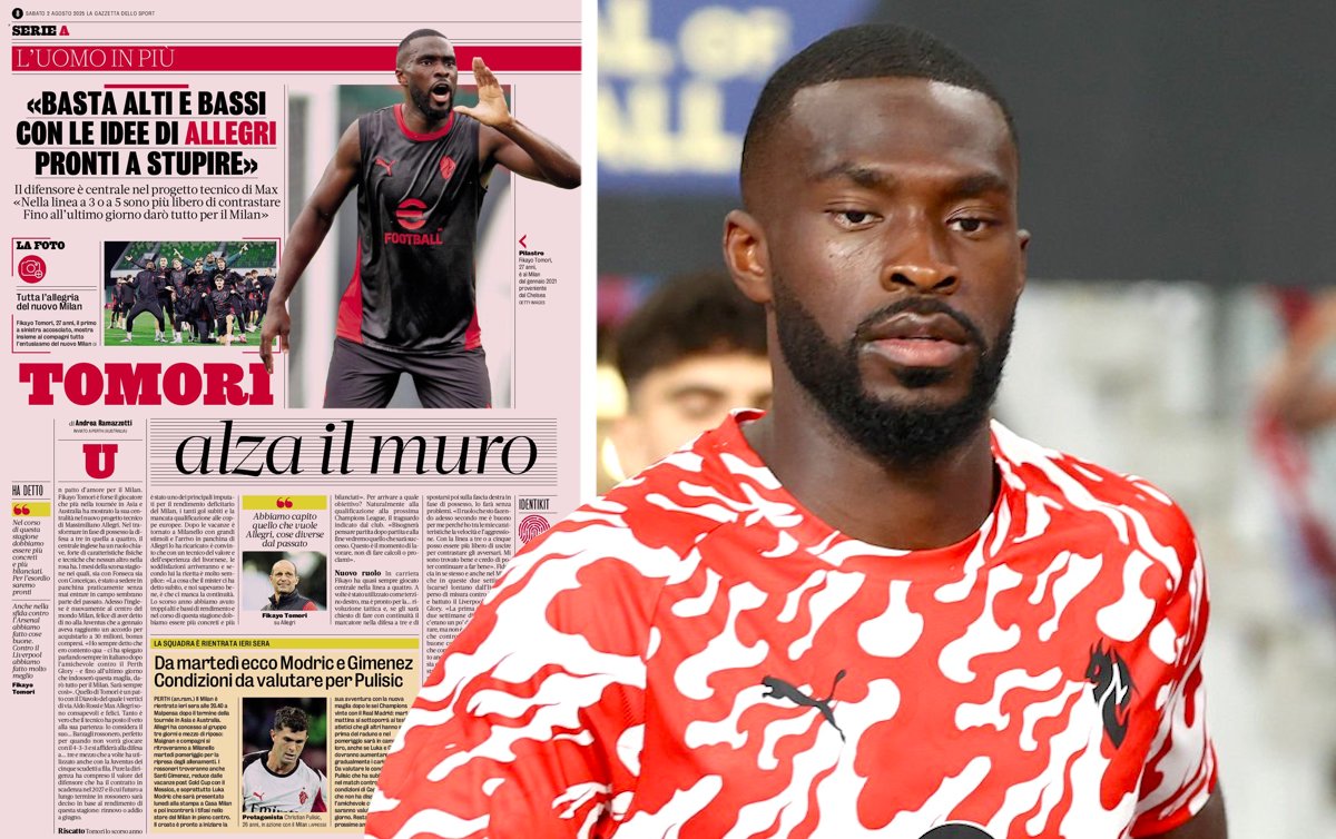 Tomori discusses being happy at Milan, Allegri’s impact and three vs. four-man defence