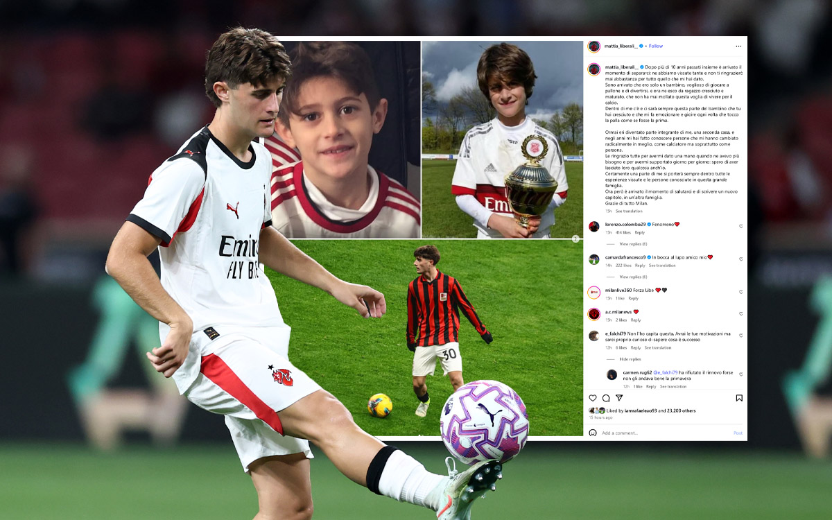 Photo: Liberali posts farewell message after rejecting Milan renewal – “Thanks for everything”