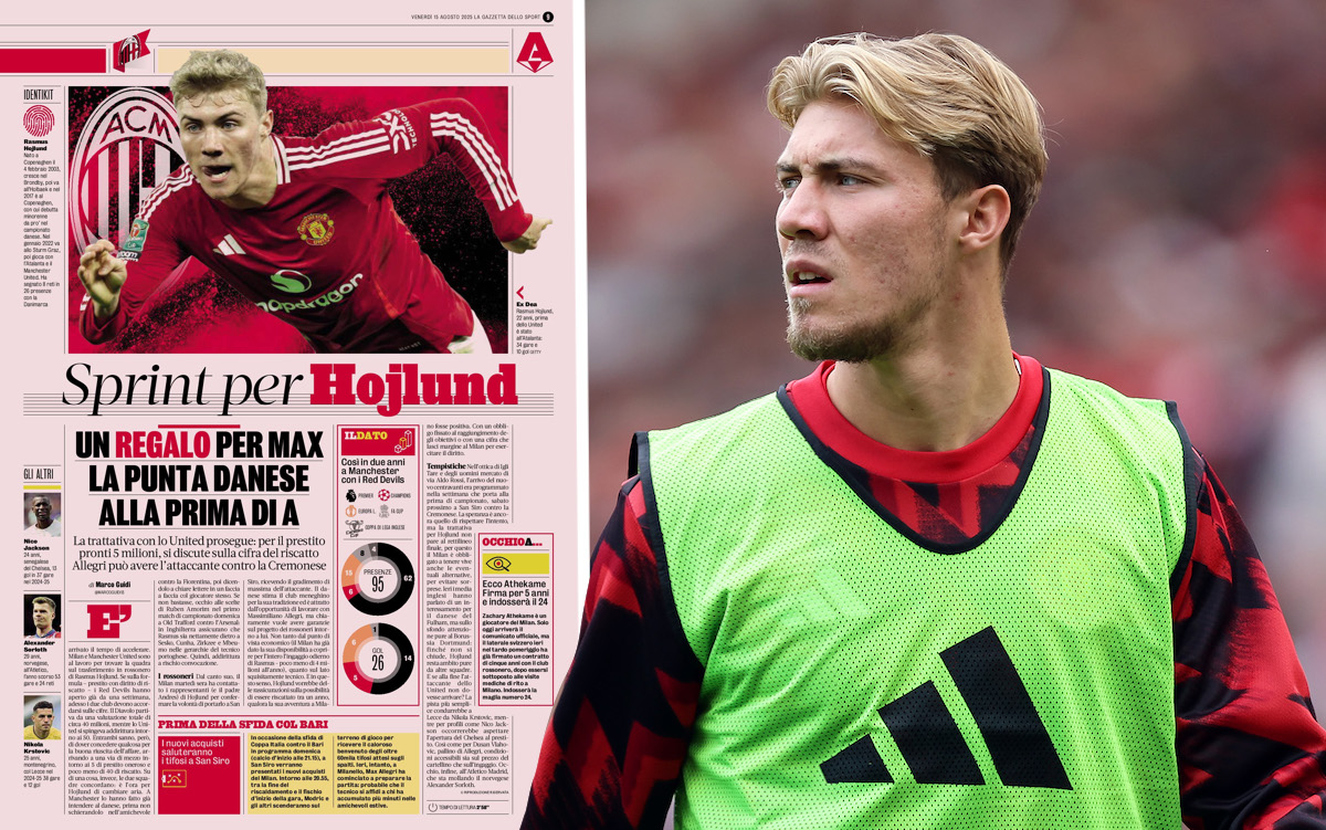 GdS: ‘A gift for Max’ – how Milan hope to wrap up Hojlund deal before Serie A opener