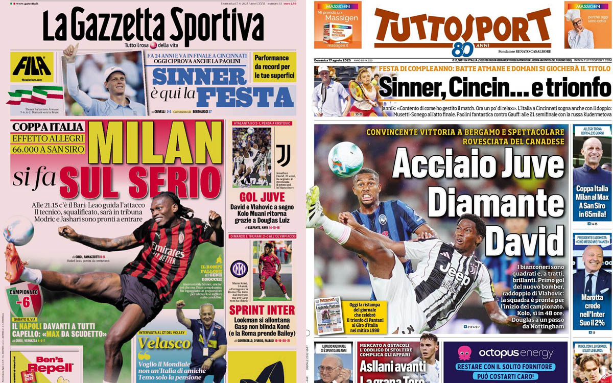 Gallery: ‘Time to get serious’, ‘Max challenges Bari’ – Today’s front pages in Italy