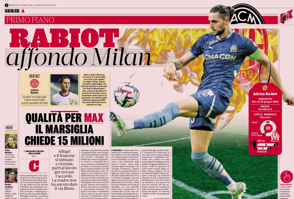 Rabiot Milan Gazzetta