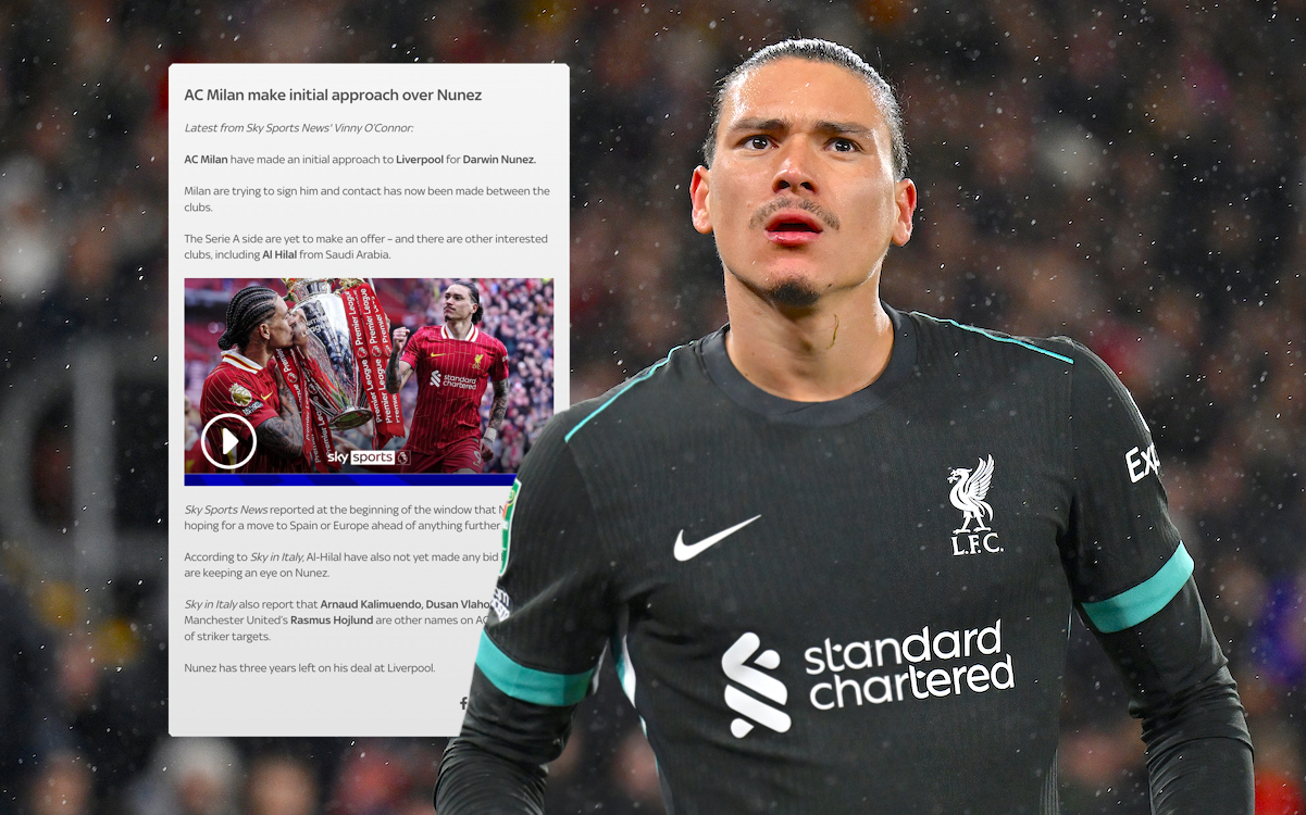 Sky: Milan ‘trying to sign’ Darwin Nunez – Liverpool approached over deal