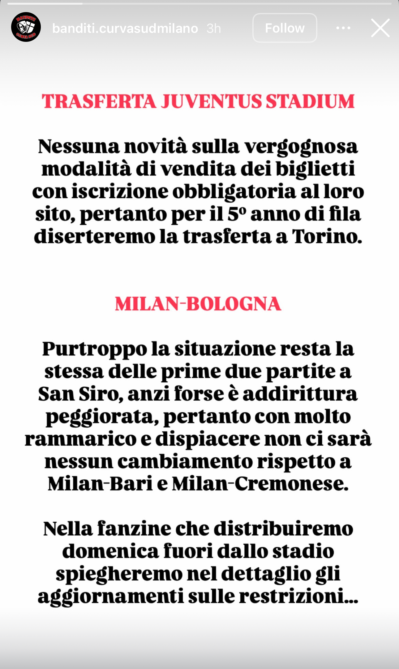 Curva Sud Statement