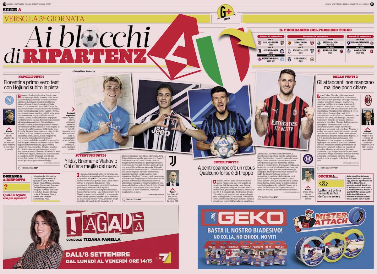 la gazzetta dello sport 8 september