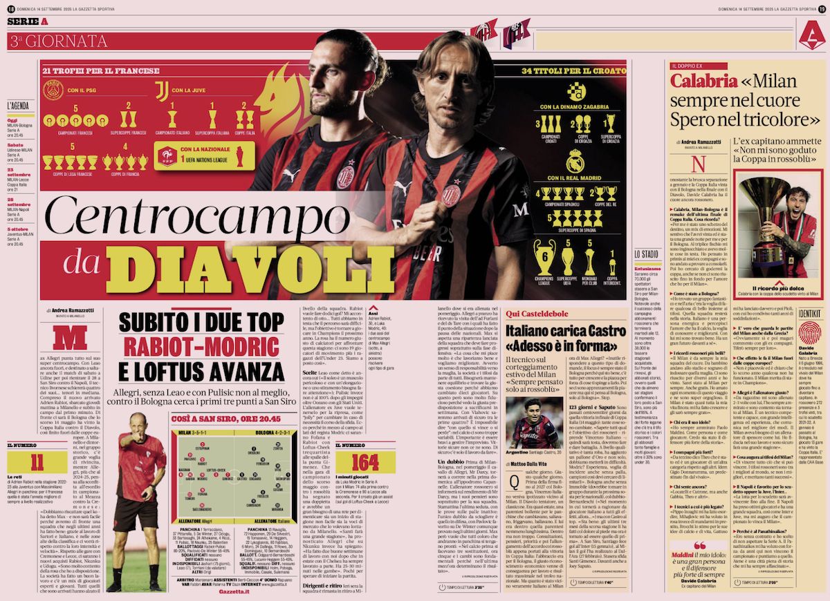 la gazzetta dello sport 14 september