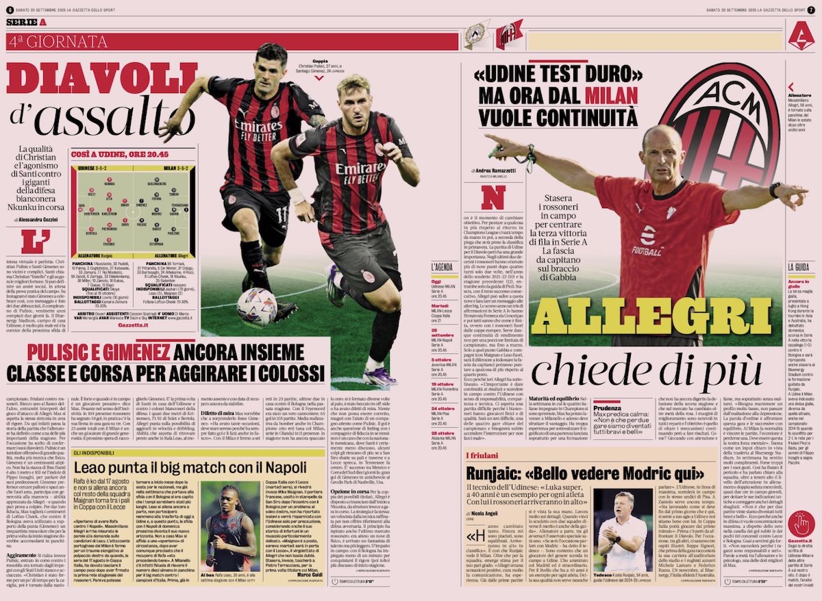la gazzetta dello sport 20 september