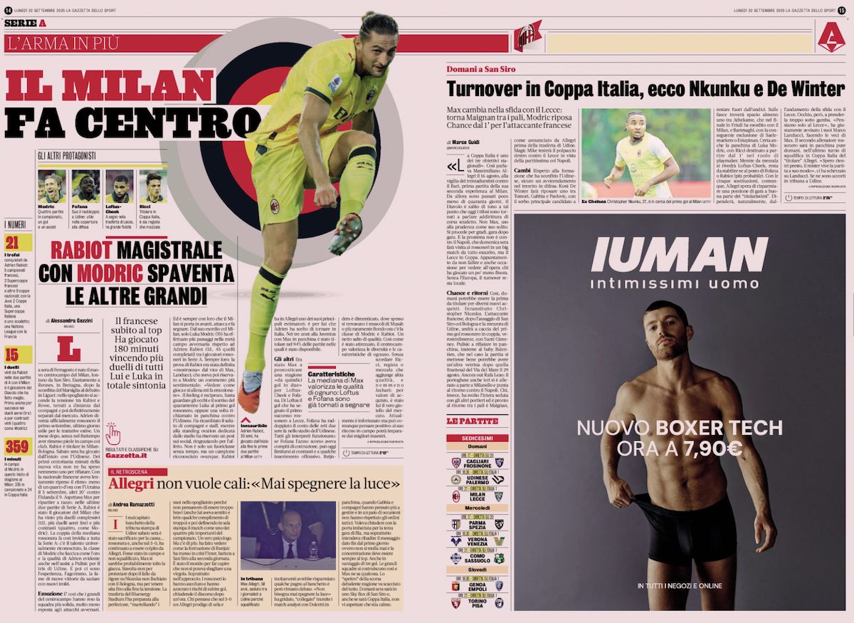 la gazzetta dello sport 22 september