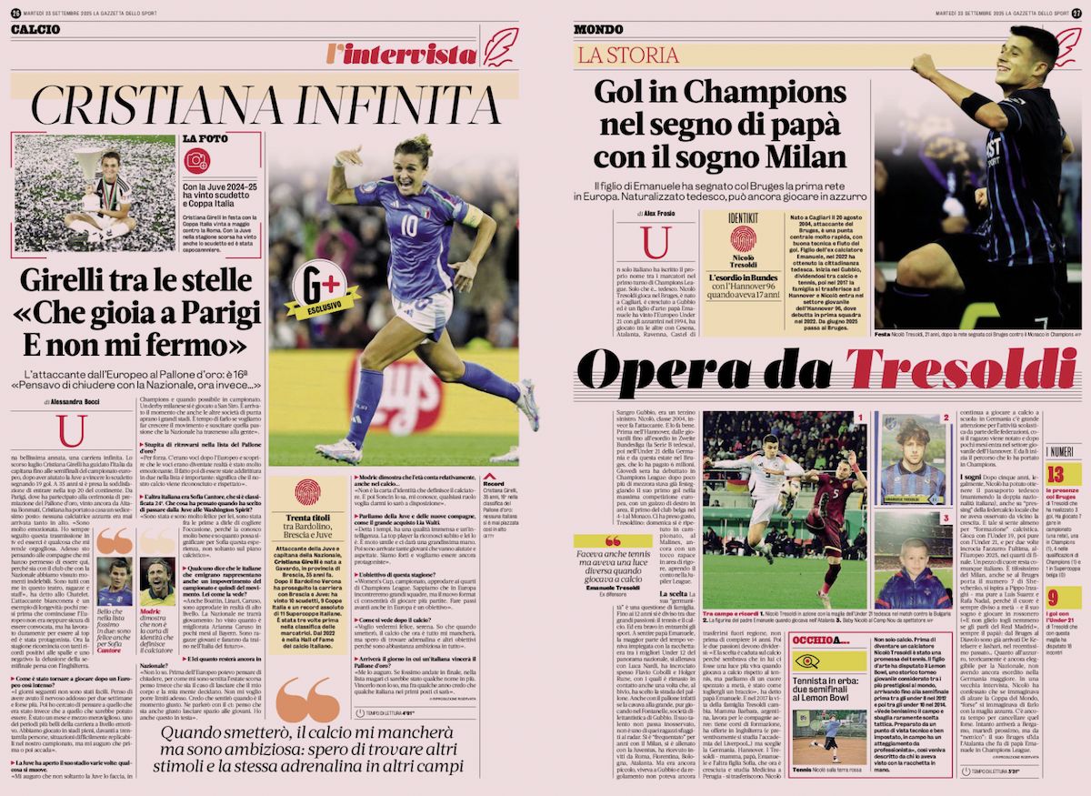la gazzetta dello sport 23 september