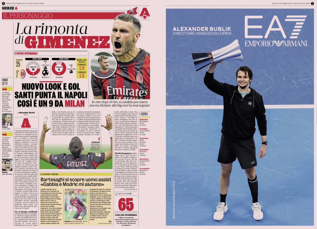 la gazzetta dello sport 25 september