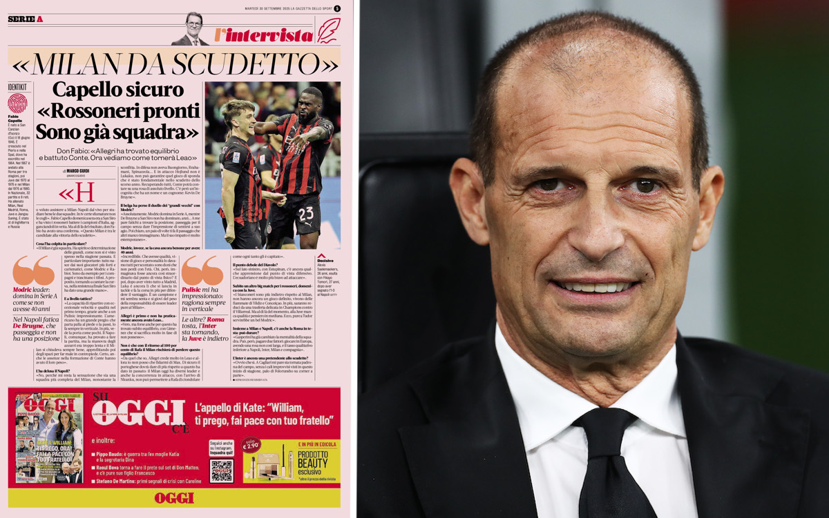 Capello explains why Milan are ‘among the contenders to win the Scudetto’